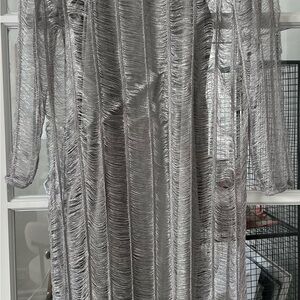 Zara Metallic Silver Sheer Dress